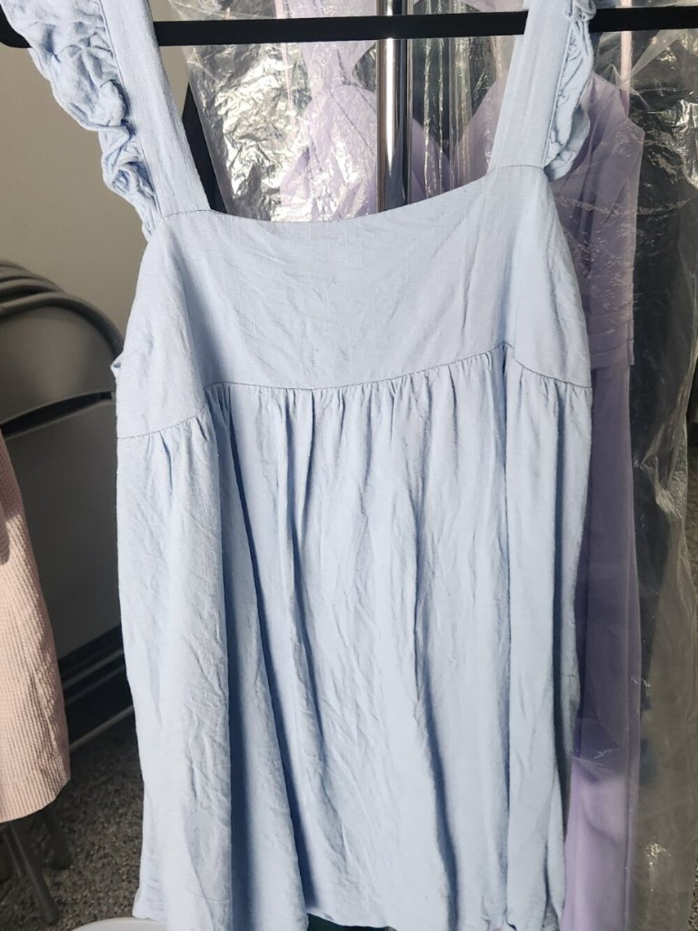 Loveriche Cottagecore Blue Midi Dress Flutter Sleeve L